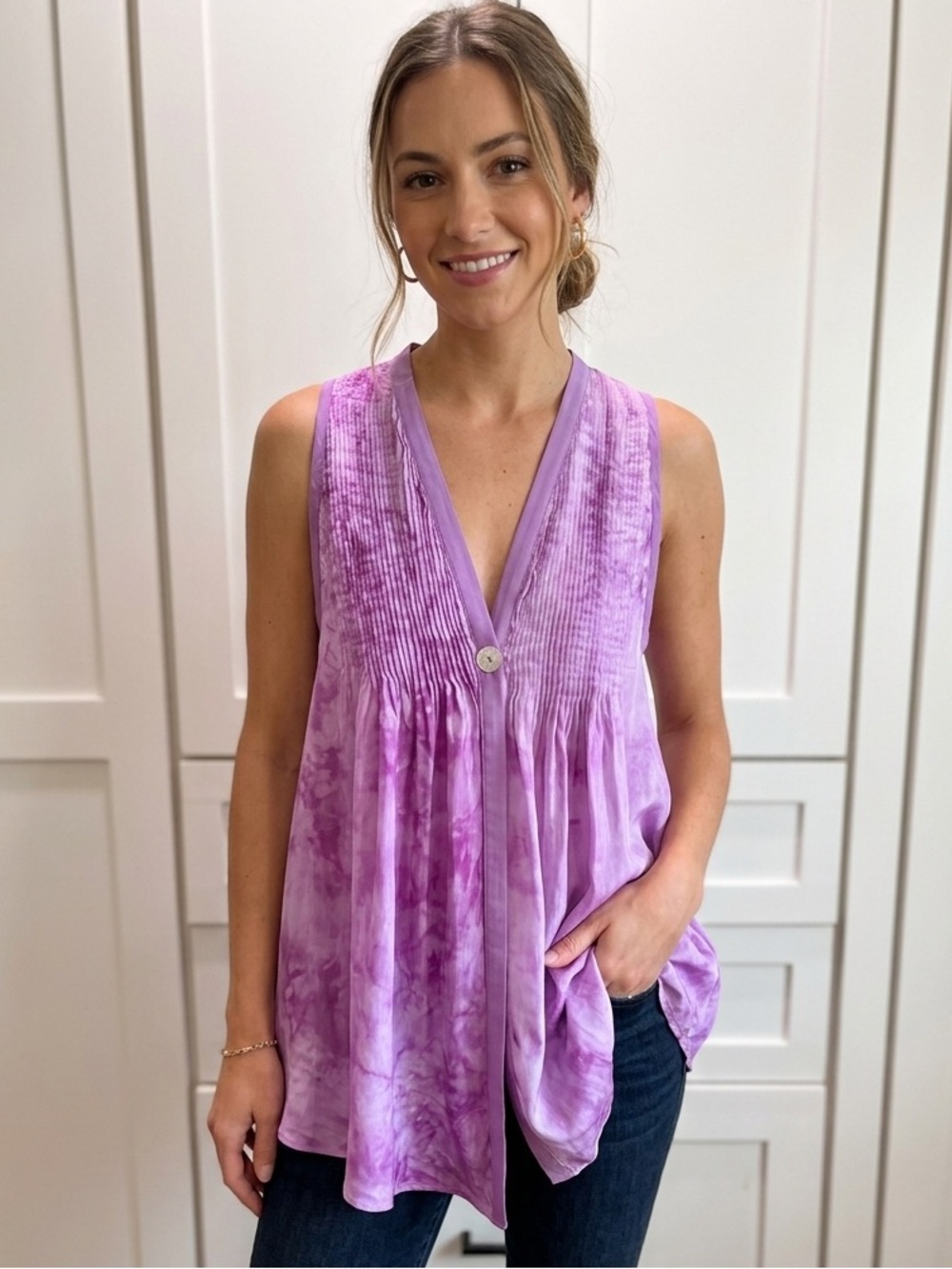 Elizabeth & James‎ Y2K 100% Silk Sleeveless Purple Tokyo Top Size S